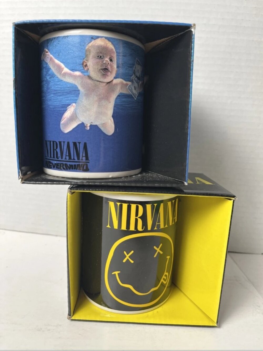 Nirvana Mug Set Smiley & Nevermind 12oz NIB Grunge Band Merch